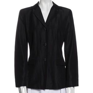 𝅺OSCAR de la Renta Black Silk & Linen Blazer Size 6